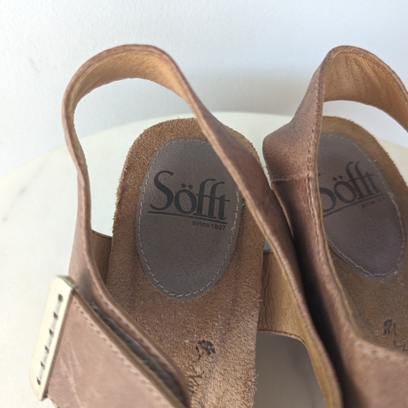 Sofft Verdi Brown/Gray Leather Wedge Sandals - Picture 7 of 13